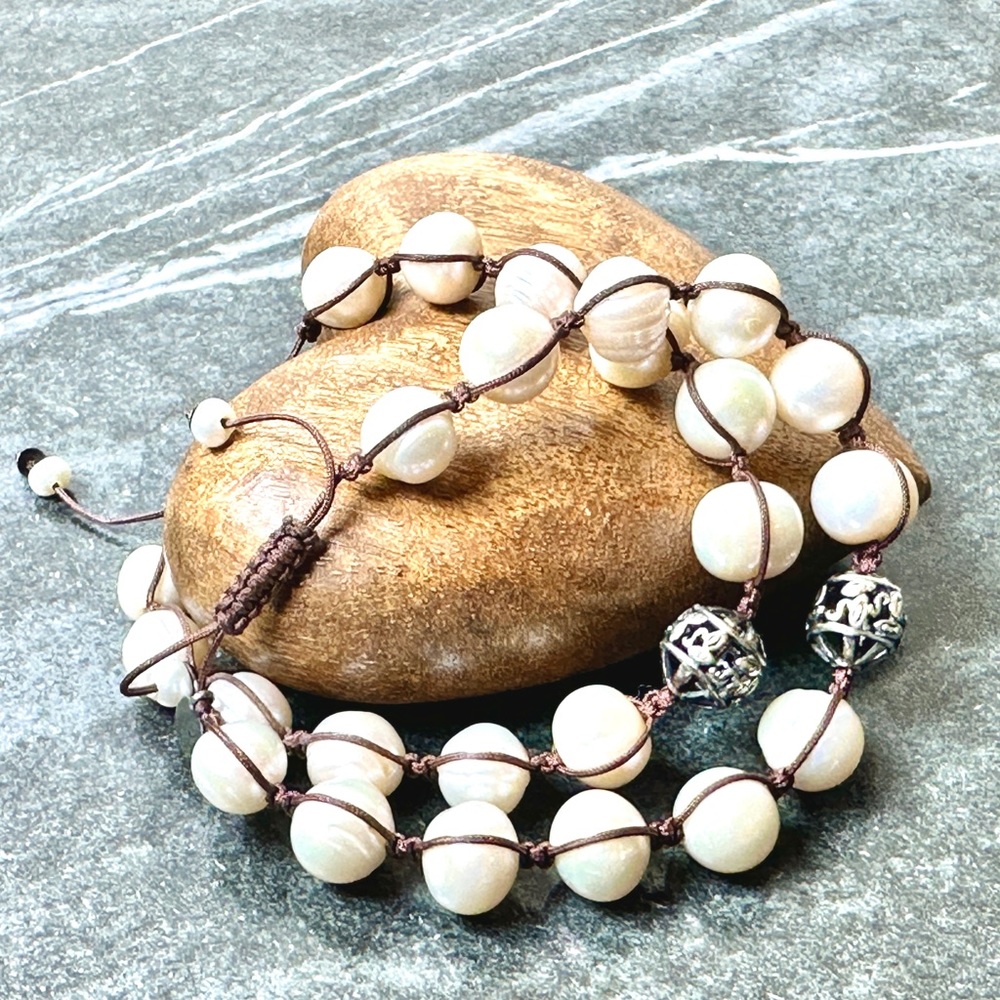 Pair of Silpada Designs .925 Sterling Silver & Pearl Adjustable Bracelets